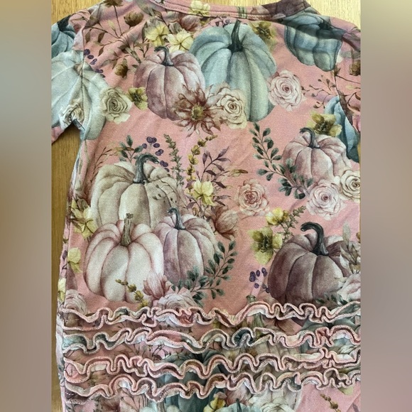 Posh Peanut Pink Floral Pumpkin Zip Bamboo Footie, 9-12m - Picture 5 of 5